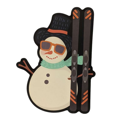 Snowman With Skis Sticker - Welcome Home Bags